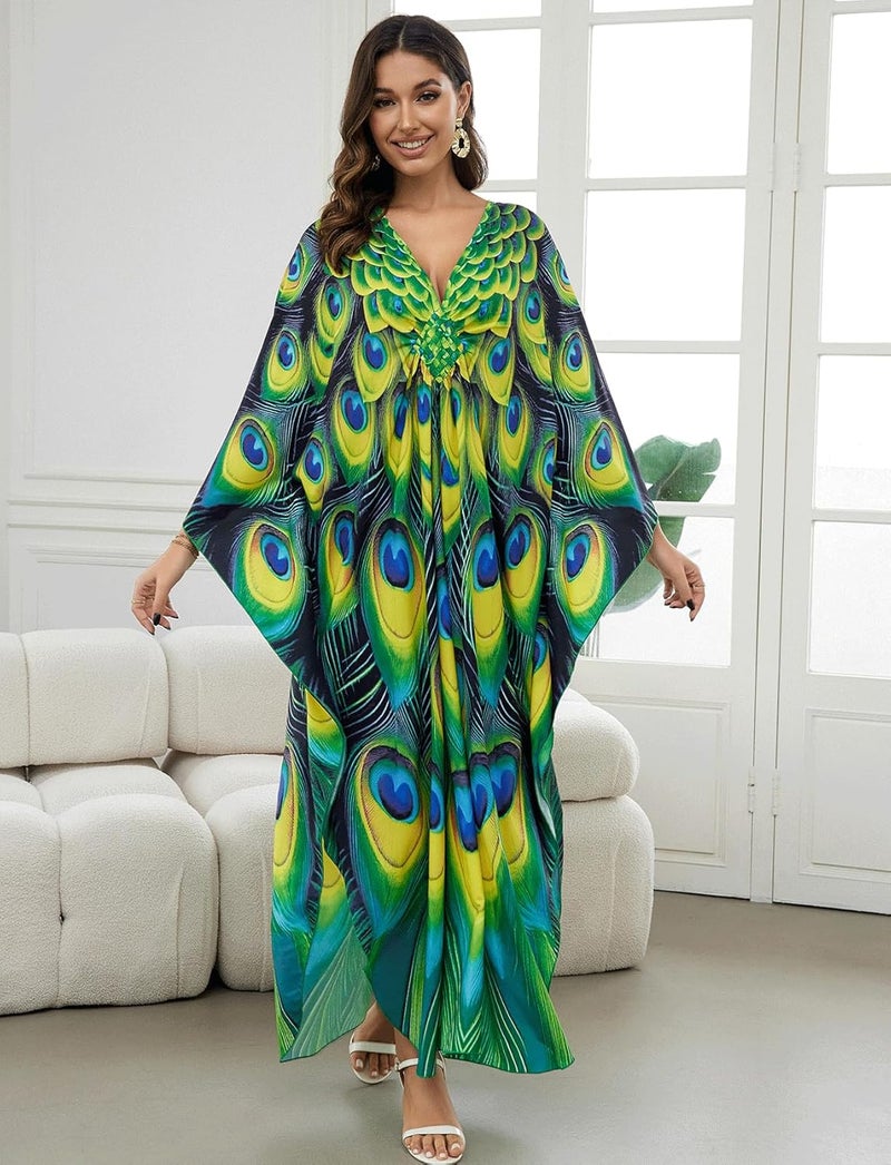 KECVOT Kaftan Dresses for Women Plus Size Batwing Sleeve Caftans Long Bathing Suit Cover Up Maxi Beach Dress Loungewear - Image 1